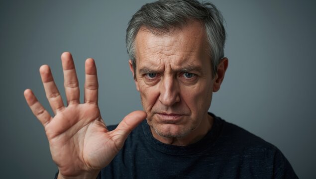 Middle-aged man with De Quervain's disease, palm and fingertip numbness, trigger finger, and hand weakness and pain