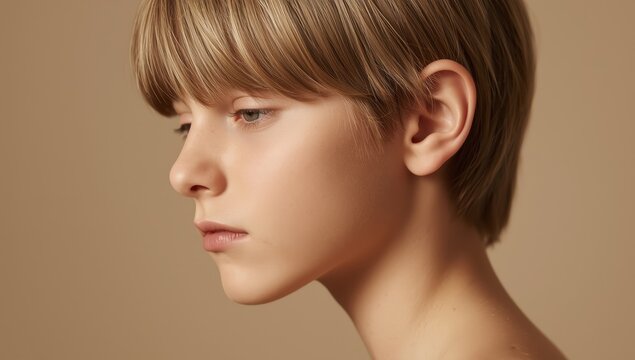Profile portrait of a light-haired European boy