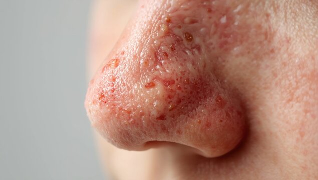 Skin surface of the nose in rosacea and eczema