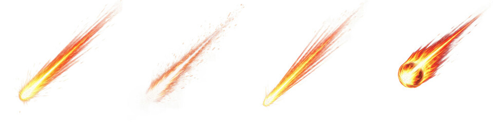 Collection of 4 Realistic Space Asteroid Rocks with Crater Details, 3D Meteorite Stone Set for Sci-Fi, Gaming, Astronomy Projects, Isolated on White Transparent PNG Background © fixa