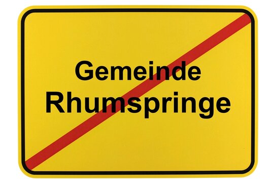 Illustration eines Ortsschildes der Gemeinde Rhumspringe in Niedersachsen	