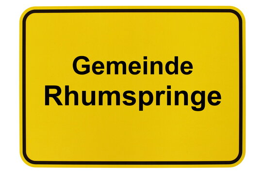 Illustration eines Ortsschildes der Gemeinde Rhumspringe in Niedersachsen	