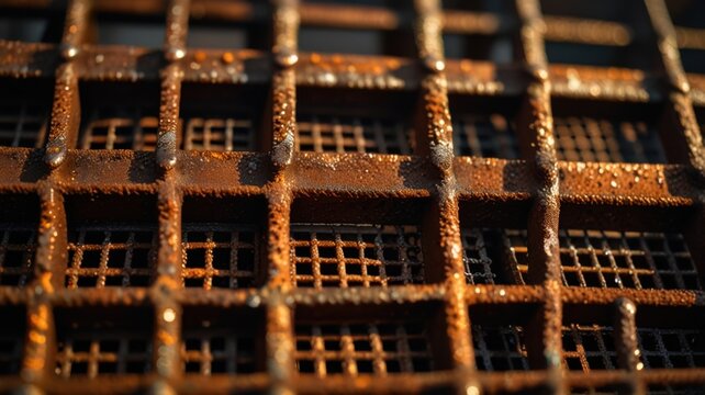 Industrial Rust Texture Background With Corroded Metal Grid Pattern