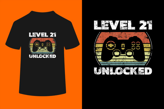 Level 21 Unlocked Funny Video Gamer 21st Birthday T-Shirt
