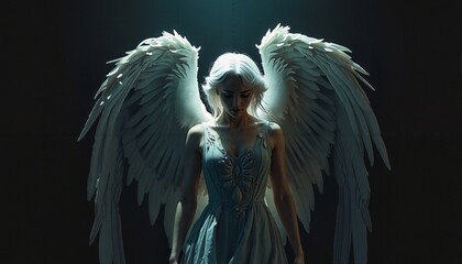 Fototapeta premium Celestial Being With White Wings