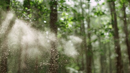 Obraz premium Enchanted forest with sunlight and dust particles
