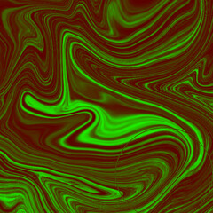 Obraz premium Vibrant neon green and crimson liquid abstract art Psychedelic swirl pattern texture wallpaper Modern flowing graphic
