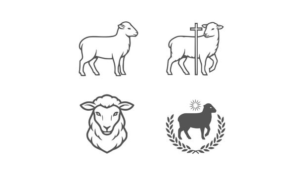 Vector set of farm animals with abstract horse illustrationVector set of farm animals with abstract horse illustration