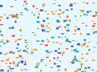 Vibrant confetti explosion of colorful squares and rectangles on a light blue background, celebrating joy and festivity.