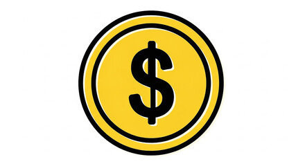 Obraz premium Dollar coin icon with a bold dollar sign, symbolizing currency and finance