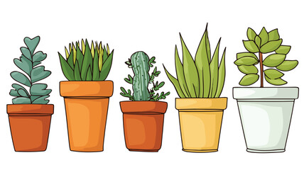 Fototapeta premium Colorful Flower Pot Cartoon Style Vector Illustration for Home Decor and Gardening Concepts