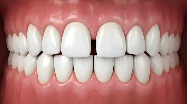 3D Dental Diastema Illustration of Human Teeth