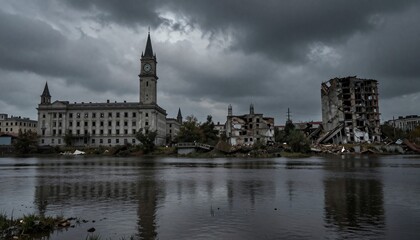 Fototapeta premium Urban Decay Beside Historical Architecture