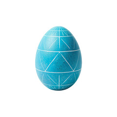 Obraz premium Colorful Blue Egg With Geometric Patterns Placed on a Solid Surface in Bright Light