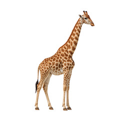 Fototapeta premium Giraffe Standing Tall in an Open Area During Daylight in Its Natural Habitat
