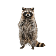 Obraz premium Raccoon Standing Upright in a Simple Setting During Daylight Hours
