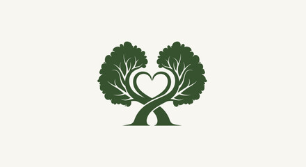 Obraz premium Green tree with heart symbol.