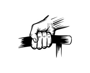Obraz premium Monochrome hand gripping tool: power and strength concept design