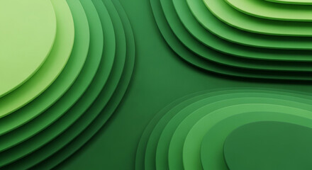 Obraz premium Green abstract layers in modern minimalist style with gradient lighting on smooth texture for digital background