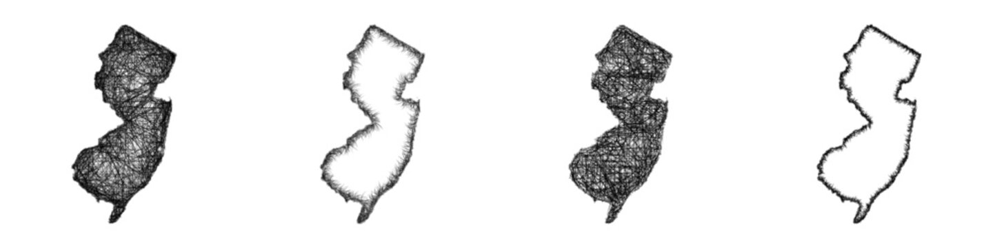 Sketch New Jersey map design set