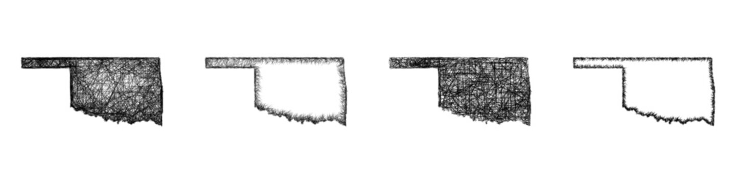 Sketch Oklahoma map design set