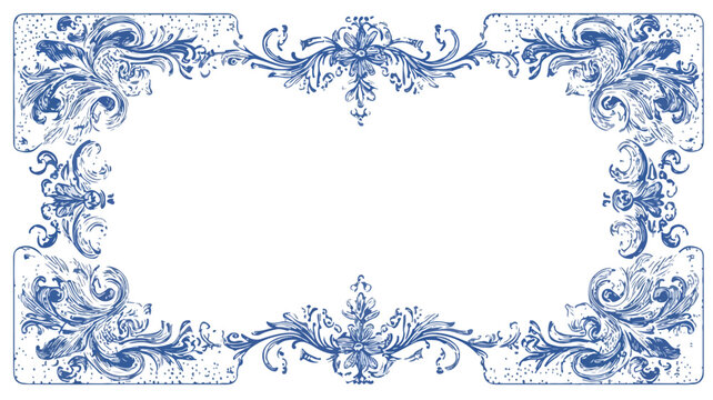Elegant Vintage Blue Spanish Invitation Card Design Template