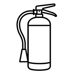 Black and White Vector Illustration of a Portable Fire Extinguisher for Emergency Safety, Industrial Protection, and Fire Prevention Design