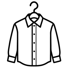 Button-Down Dress Shirt on Hanger Vector Icon - Minimalist Black Line Art Illustration for Apparel, Fashion Retail, and Professional Attire Design