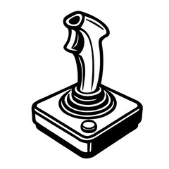 Classic Arcade Flight Joystick Vector Icon - Minimalist Black Line Art Illustration for Retro Gaming, Flight Simulation, and Technology Design