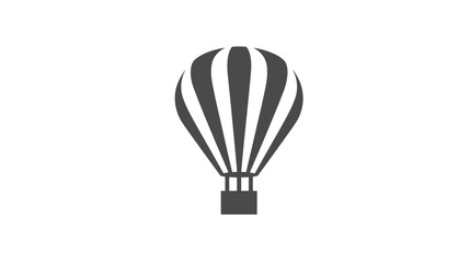 Fototapeta premium A grayscale icon depicts a hot air balloon, with a basket below and vertical stripes above