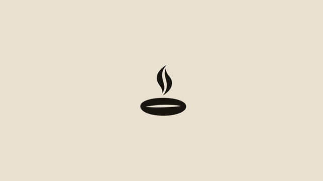 Minimalist logo features a coffee bean with steam rising. Creamy background. Simple, elegant design