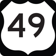 Obraz premium Route 49 Highway, US 49 United States Numbered Highway Shield Badge Vector