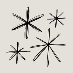 Obraz premium Vector Image hand drawn abstract starburst shapes with sketchy organic lines for decorative design