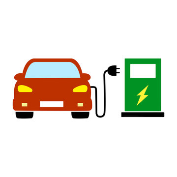 Charging station for an electric vehicle. A device designed to replenish the energy supply of batteries of electric vehicles. A symbol of environmentally friendly transport.