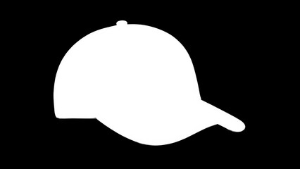 Fototapeta premium Baseball cap silhouette on black background as template for apparel design presentation isolated headwear accessory icon for branding project