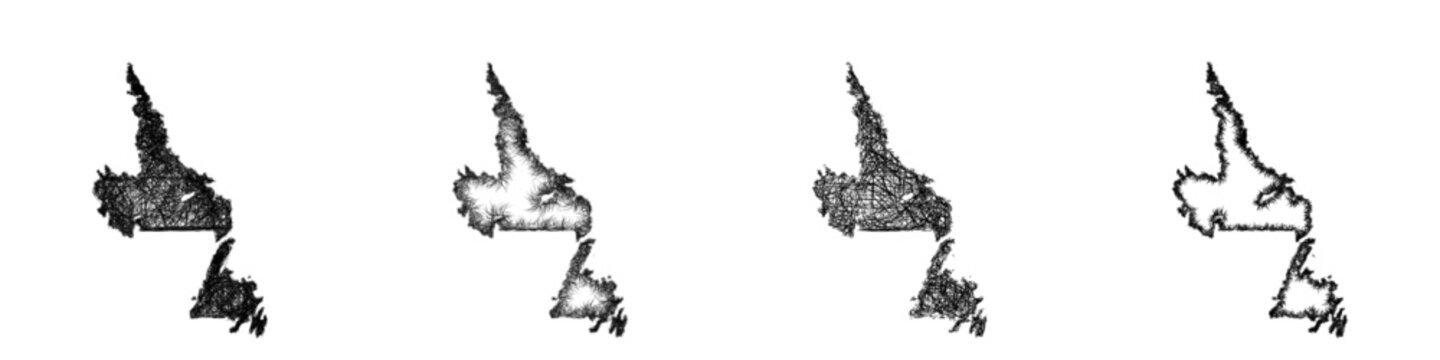 Sketch Newfoundland and Labrador map design set