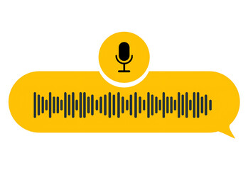 Voice Message Chat Icon. Audio Waveform Microphone Speech Bubble