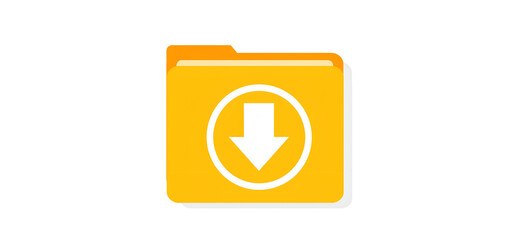 Yellow Download Folder Icon, File Storage Save Symbol