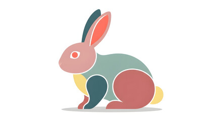 Obraz premium Colorful abstract rabbit illustration in minimalist design 