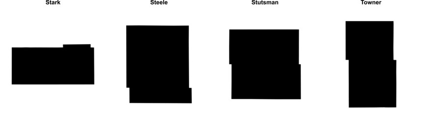 Stark, Steele, Stutsman, Towner outline maps