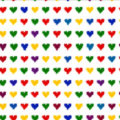 simple pixel hearts 8bit style evenly spaced on plain background seamless repeating pattern
