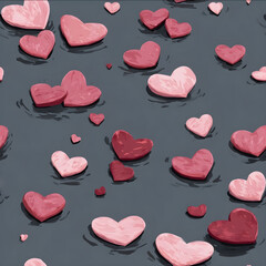 valentine hearts floating on water