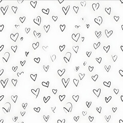 monoline heart outlines thin black stroke minimal white background simple repeating pattern