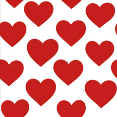singlecolor heart icons bold red white background clean vector art repeating tile