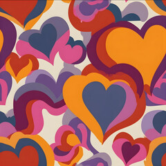 70s style valentine hearts