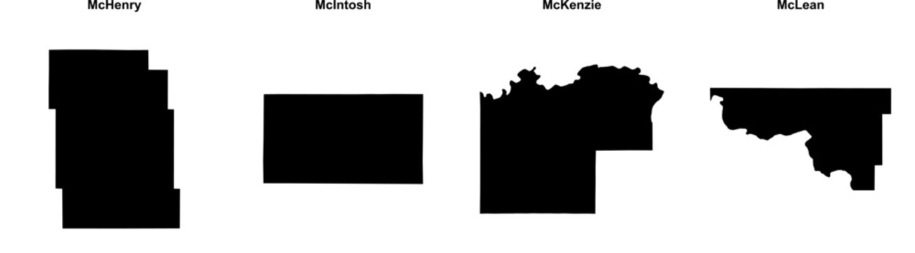 McHenry, McIntosh, McKenzie, McLean outline maps