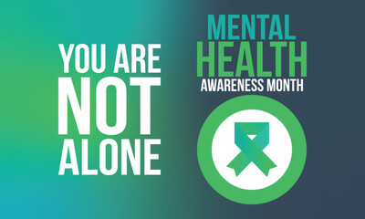 Mental Health Awareness Month in May. Annual campaign in United States. Raising awareness of mental health. Control and protection. Prevention campaign. Medical health care design. Vector illustration