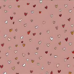 tiny hearts tossed pattern nondirectional layout muted rose palette seamless allover print for fabric