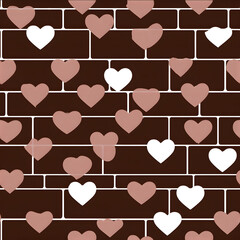 minimal hearts in staggered brick configuration classic brick repeat style seamless pattern tile for yardage