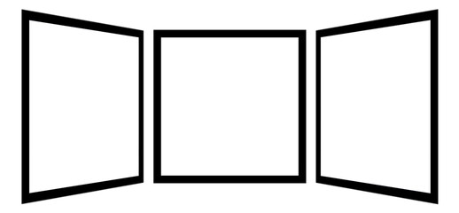 Blank Tri-Fold Brochure Outline with Three Vertical Panels